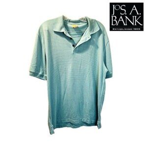 Jos A BANK Men's Regular-Fit‎ Short Sleeve Stripe Polo Collared Button Shirt